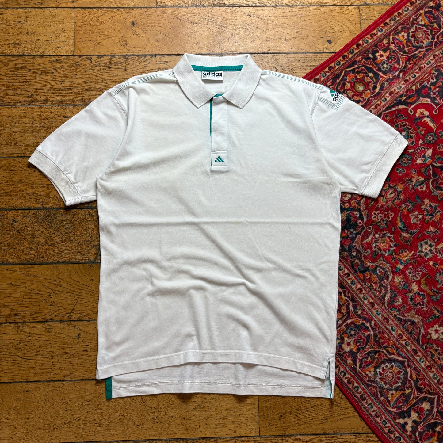 Vintage Adidas Equipment White Polo Shirt - M