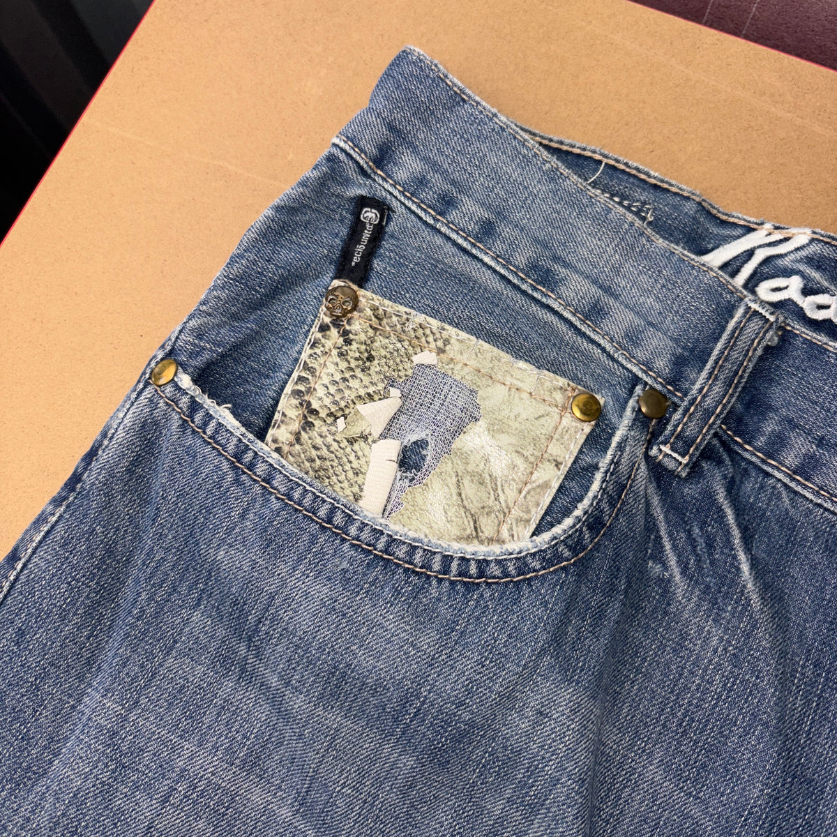 Ecko Unltd Blue Embroidered Japanese Denim Hip Hop Y2K Baggy Jeans - 36R