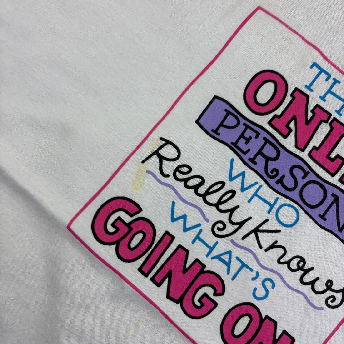 Vintage 90s Funny White Single Stitch Graphic T-Shirt - S