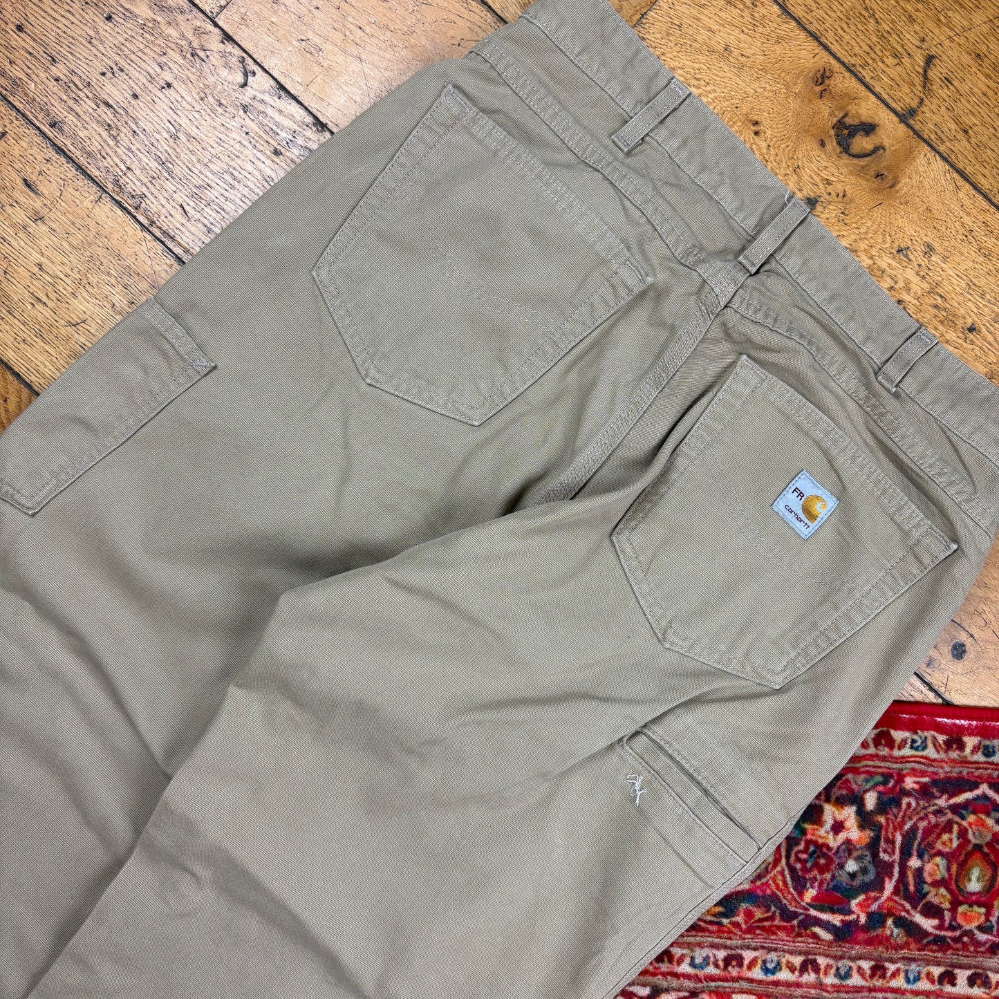 Vintage Carhartt Cream Workwear Carpenter Baggy Trousers - 35