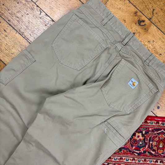 Vintage Carhartt Cream Workwear Carpenter Baggy Trousers - 35
