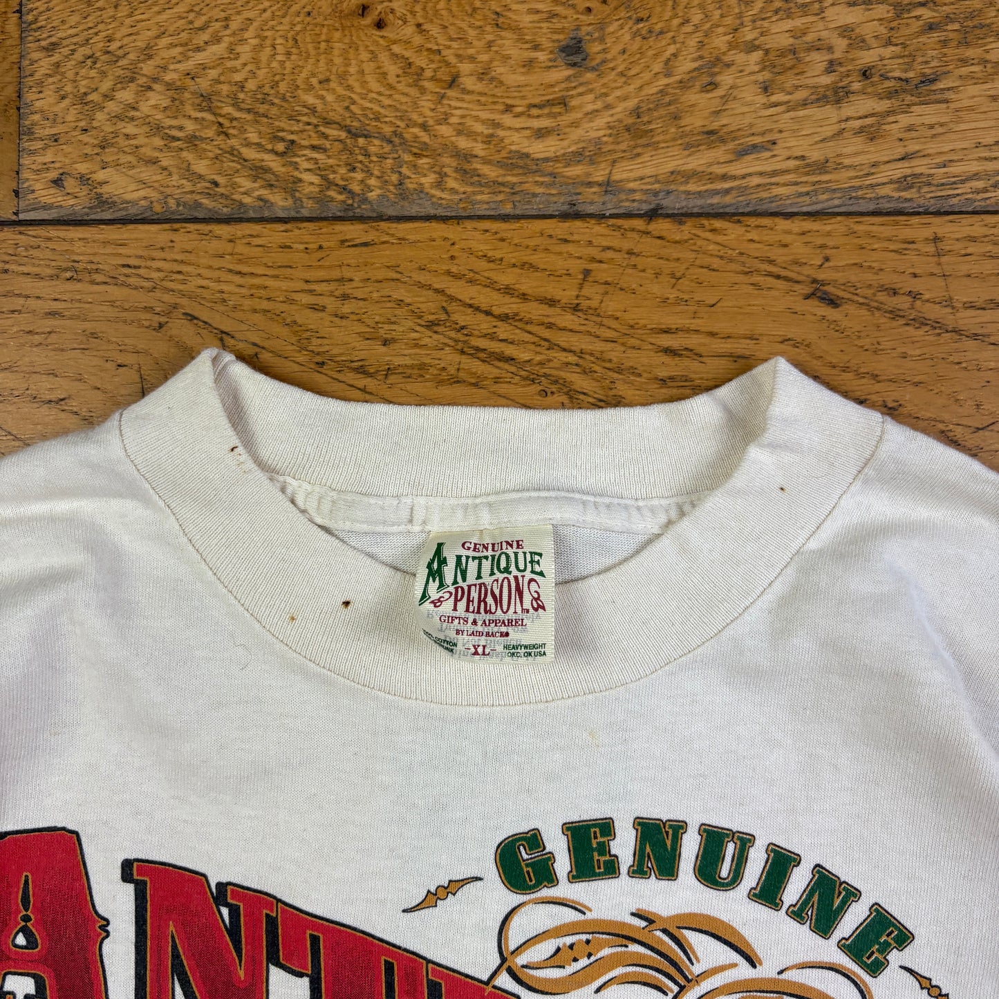 Vintage 1995 Funny Farmers Plowing White Single Stitch Graphic T-Shirt - XL