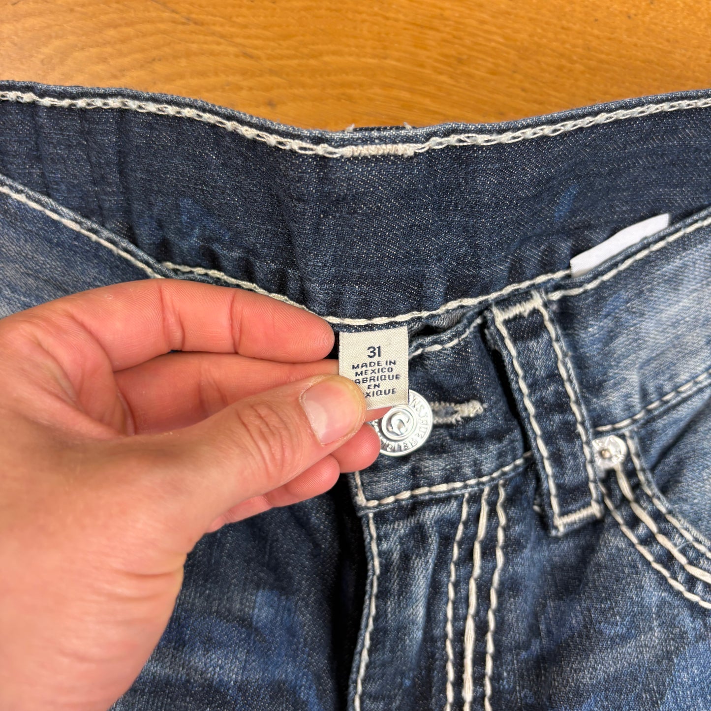 Vintage True Religion Blue Embroidered Y2K Shorts Jorts - 31