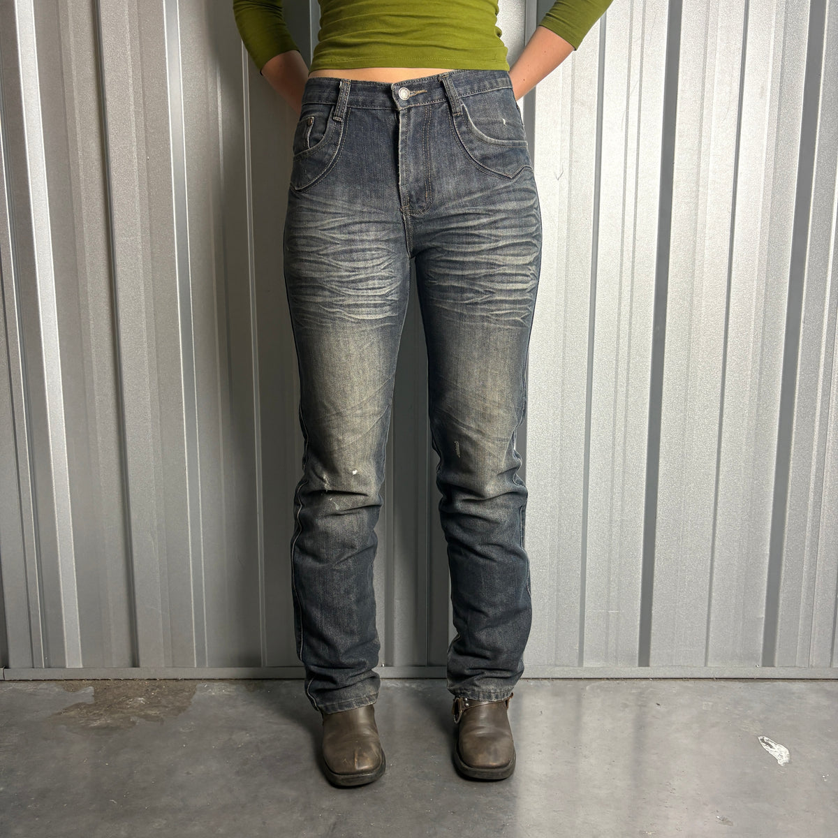 Embroidered Blue Japanese Denim Hip Hop Y2K Baggy Jeans - 30R