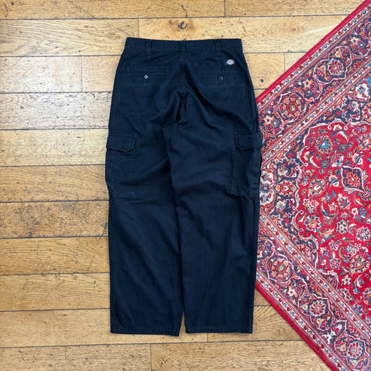 Vintage Dickies 874 Black Baggy Cargo Skate Trousers - 32