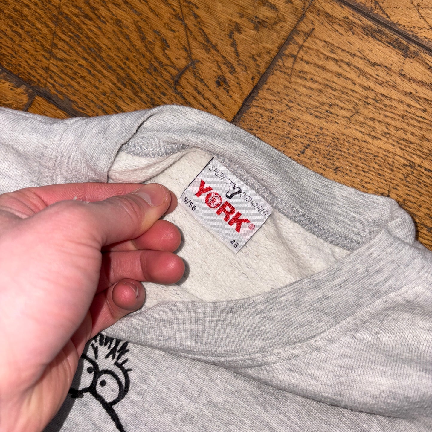 Vintage Funny Hedgehog Grey Rude Embroidered Sweatshirt - 2XL