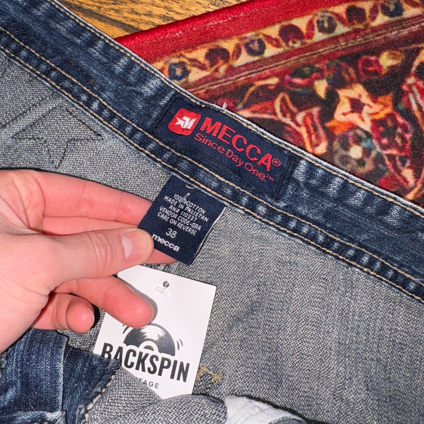 Vintage Mecca Embroidered Blue Hip Hop Baggy Shorts Jorts - 38