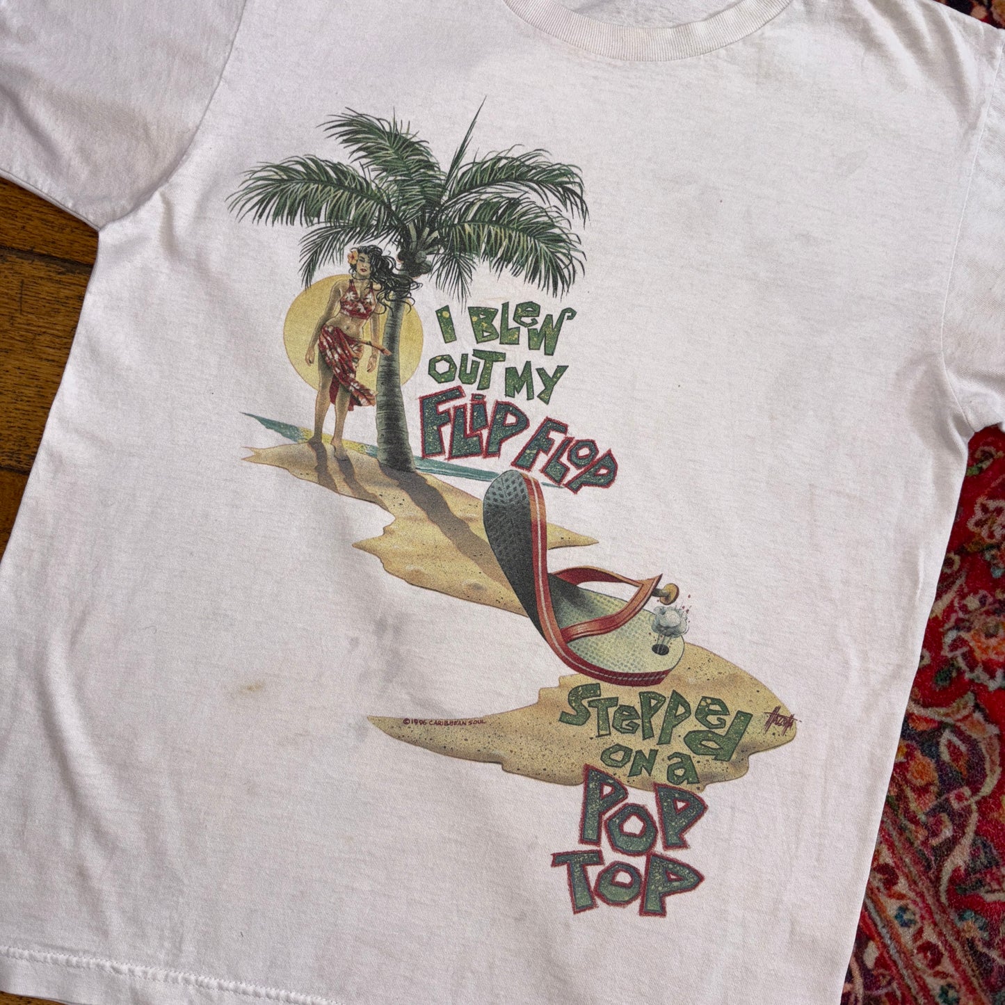 Vintage 1996 White Margaritaville Beach Funny Single Stitch Graphic T-Shirt - S