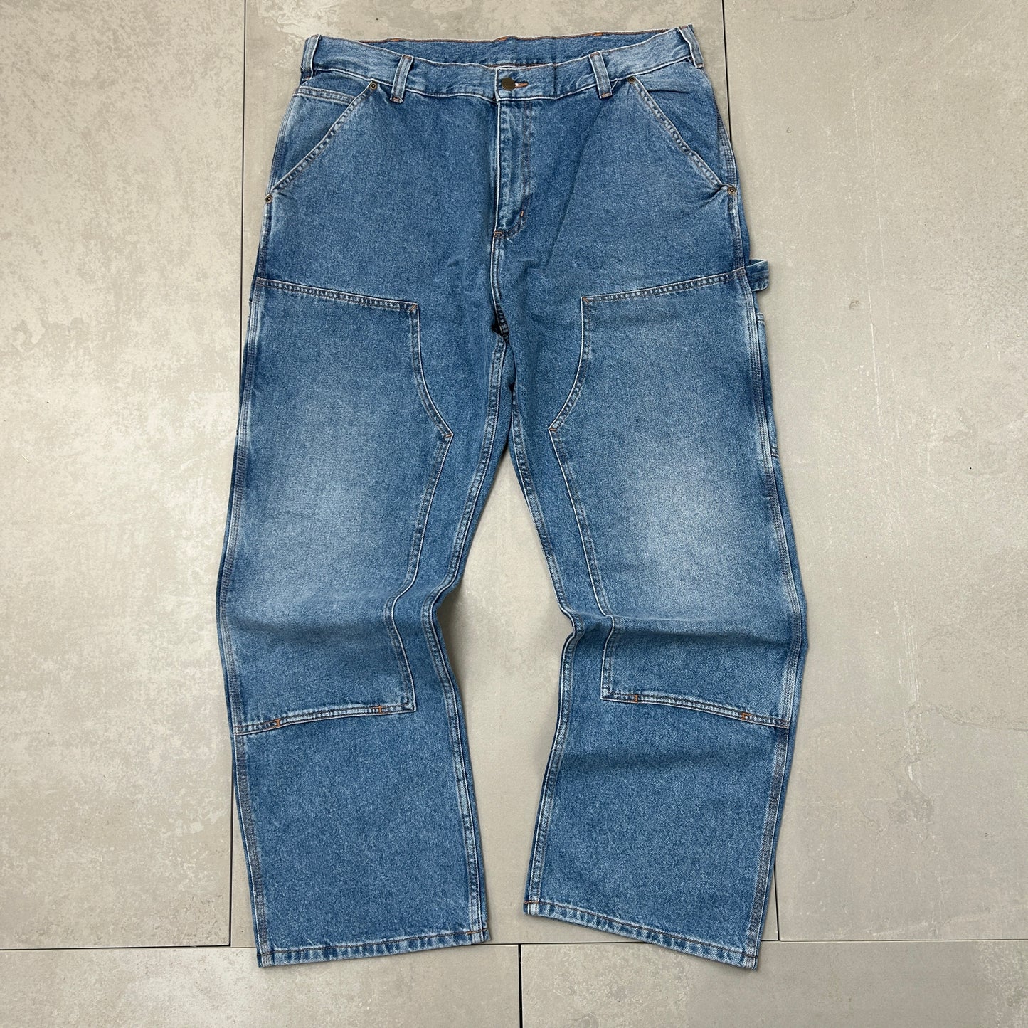 New Carhartt Double Knee Carpenter Baggy Blue Jeans - 38
