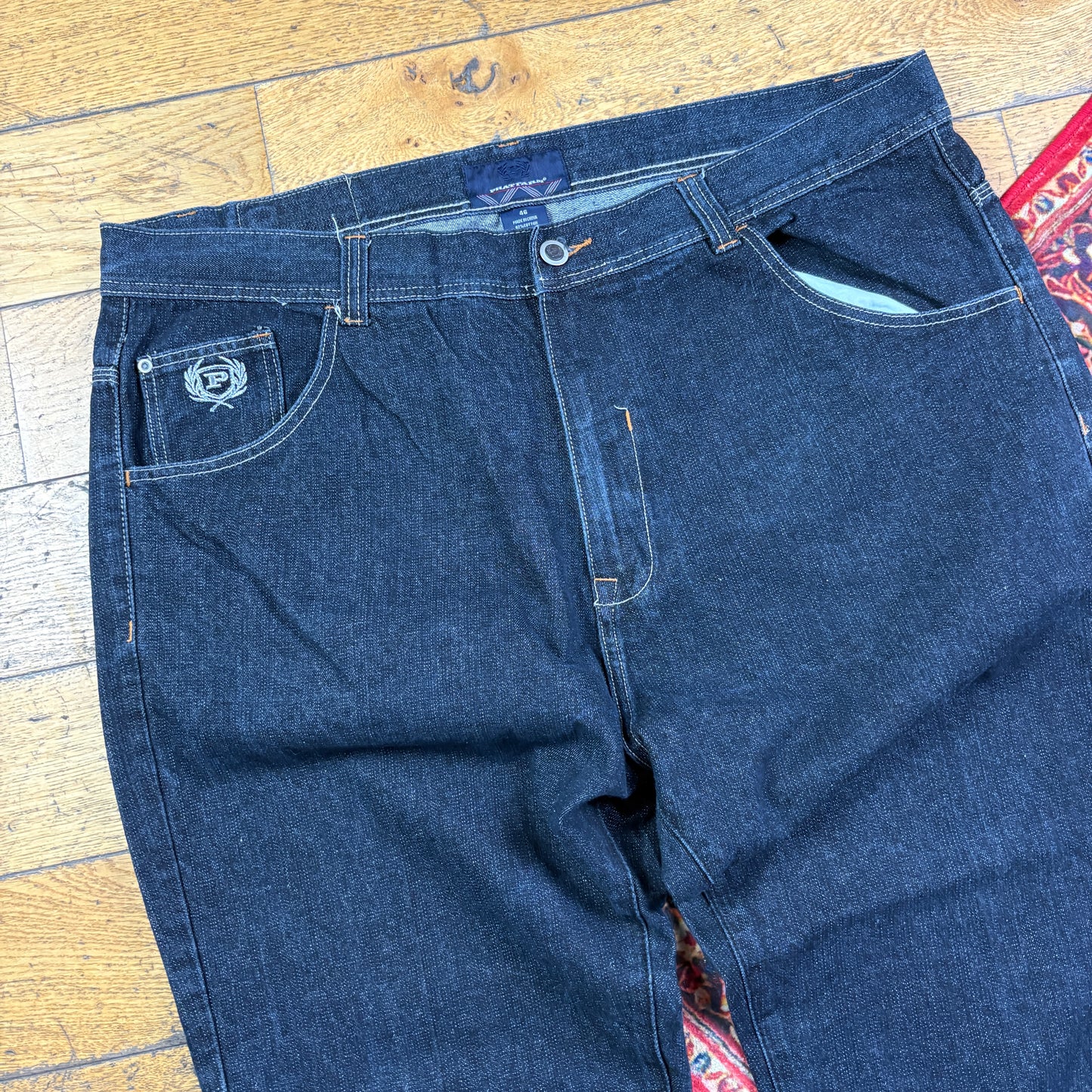 Vintage Phat Farm Blue Embroidered Y2K Hip Hop Baggy Jeans - 46