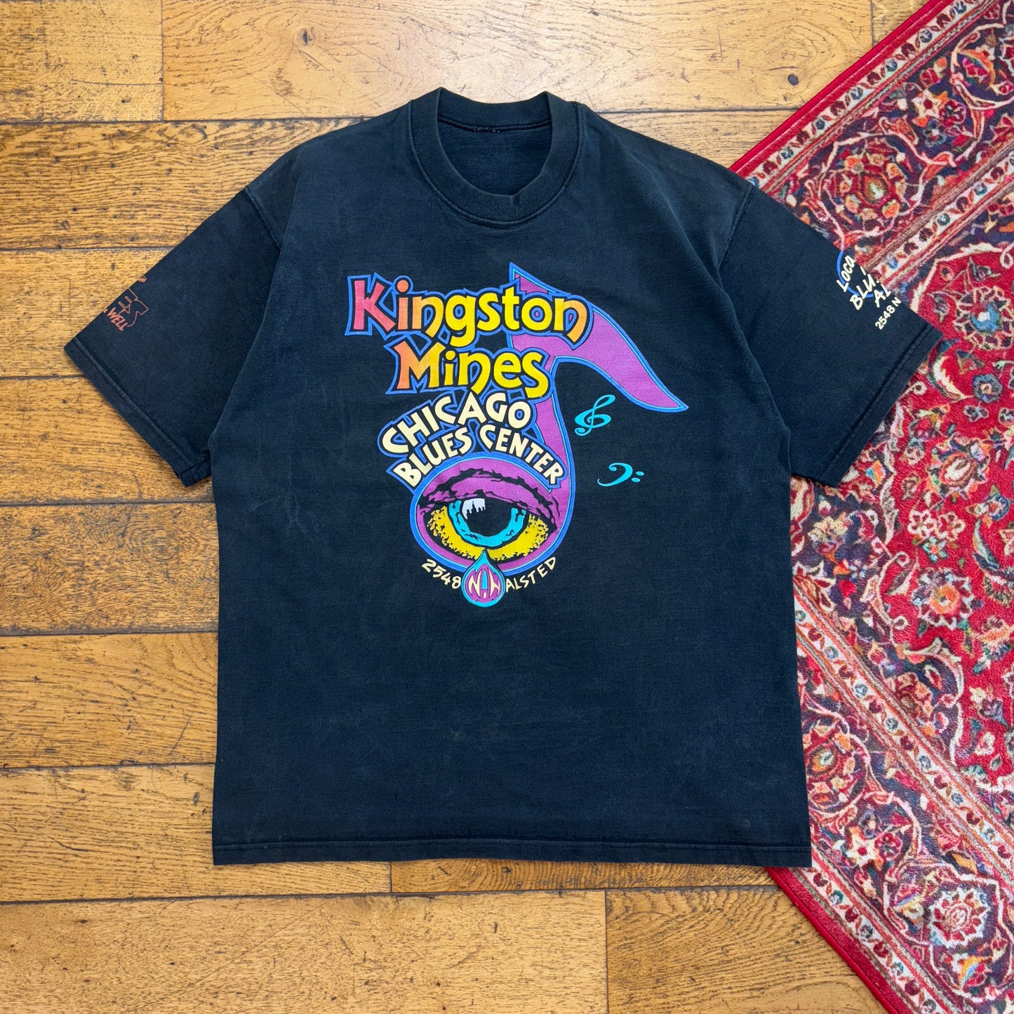 Vintage 90s Black Music Blues Guitar Graphic T-Shirt - M