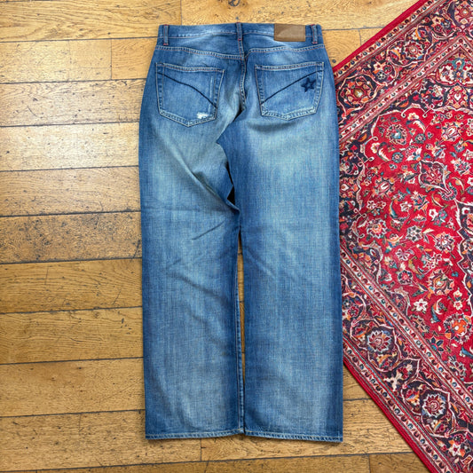 Vintage CStar Blue Embroidered Y2K Hip Hop Baggy Jeans - 36
