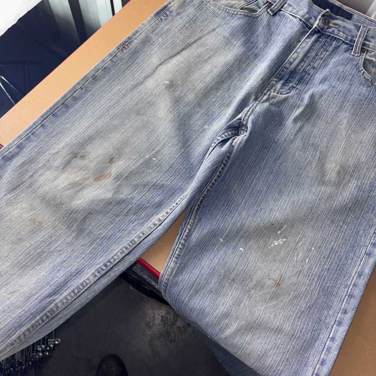 Phat Farm Blue Embroidered Japanese Denim Hip Hop Y2K Baggy Jeans - 36R