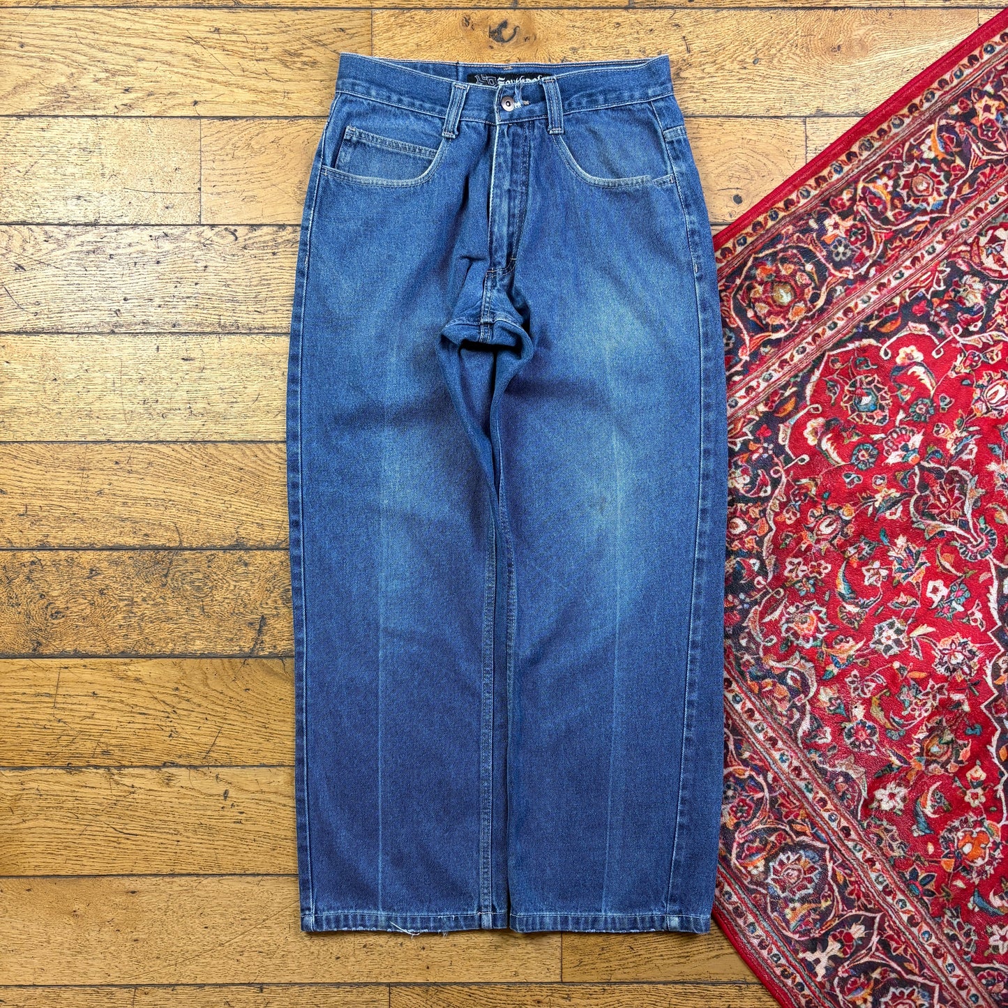 Vintage Southpole Blue Embroidered Y2K Hip Hop Baggy Jeans - 32