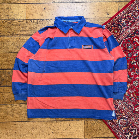 Vintage Uncle Sam Orange Blue Stripe Polo Rugby Shirt - 2XL
