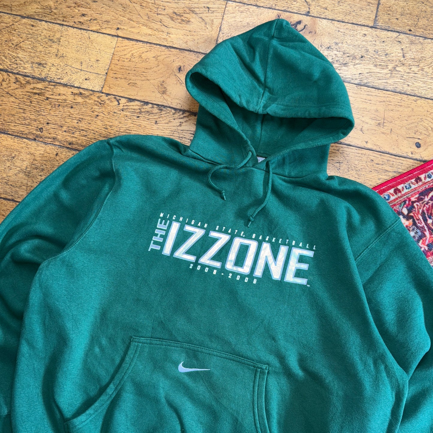 Vintage Nike Centre Swoosh Green Hoodie Y2K Sweatshirt - 26