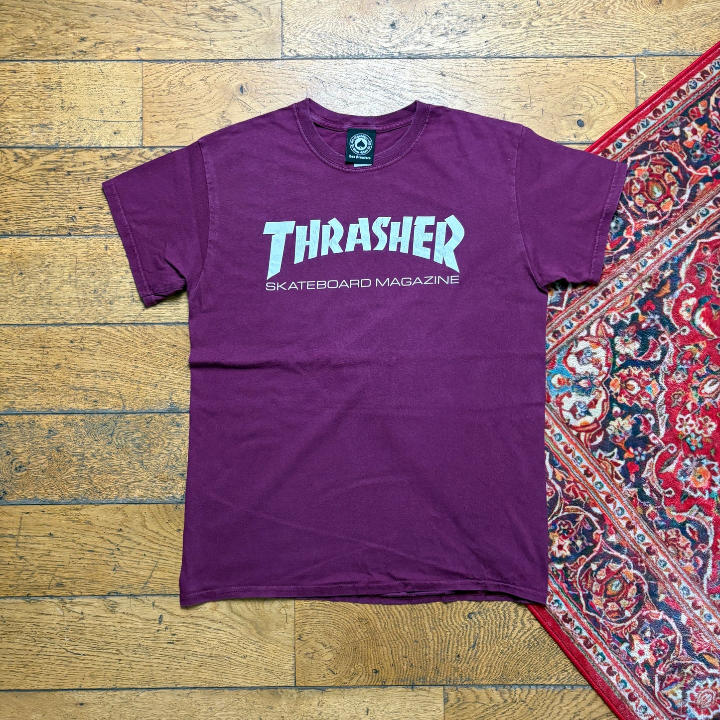 Vintage Thrasher Burgundy Skate Graphic T-Shirt - S