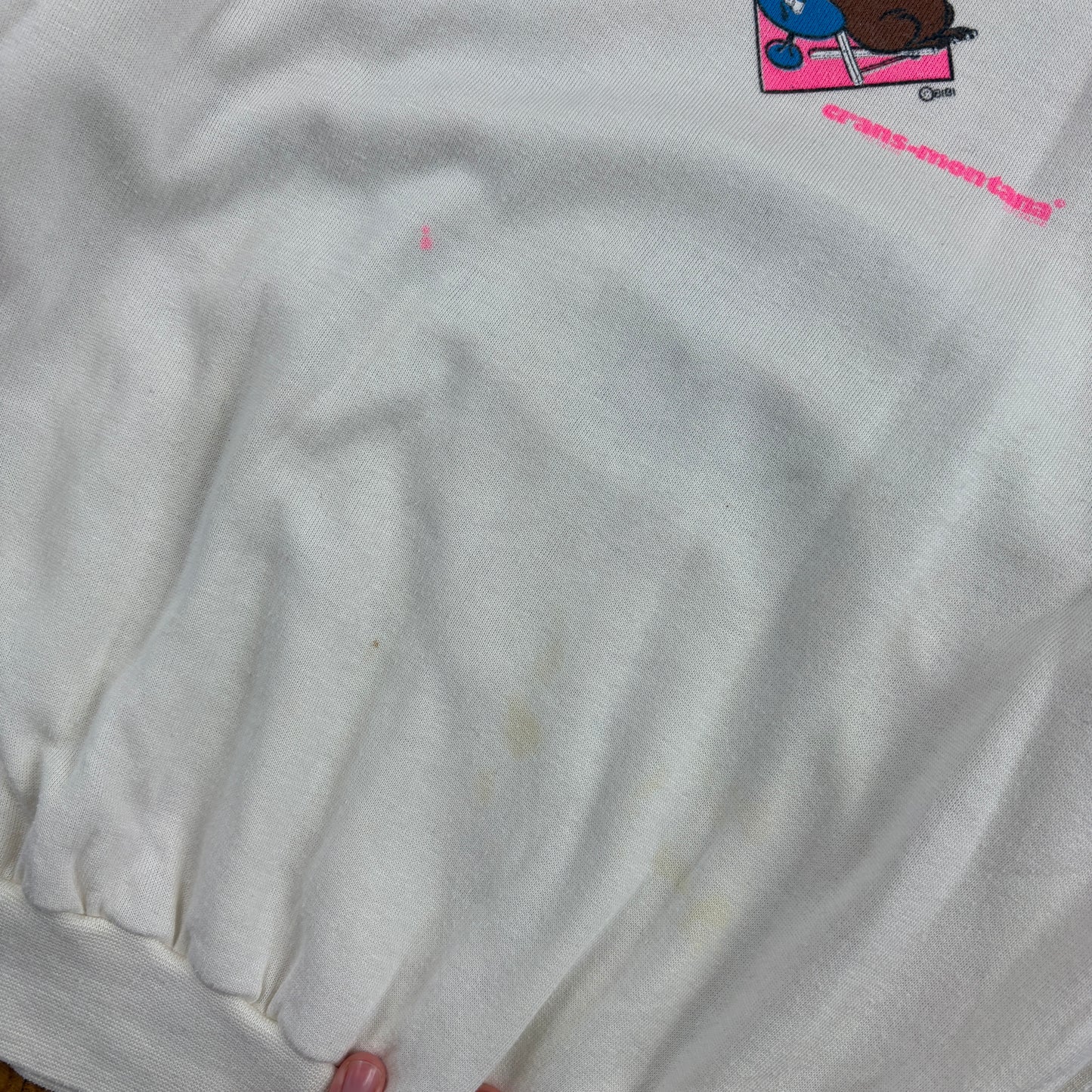 Vintage 90s White Cream Skiing Funny Graphic Sweatshirt - M