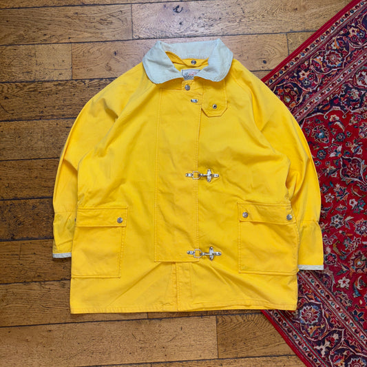 Vintage Harvey Yellow Fireman Clasp Trench Coat Jacket - XL