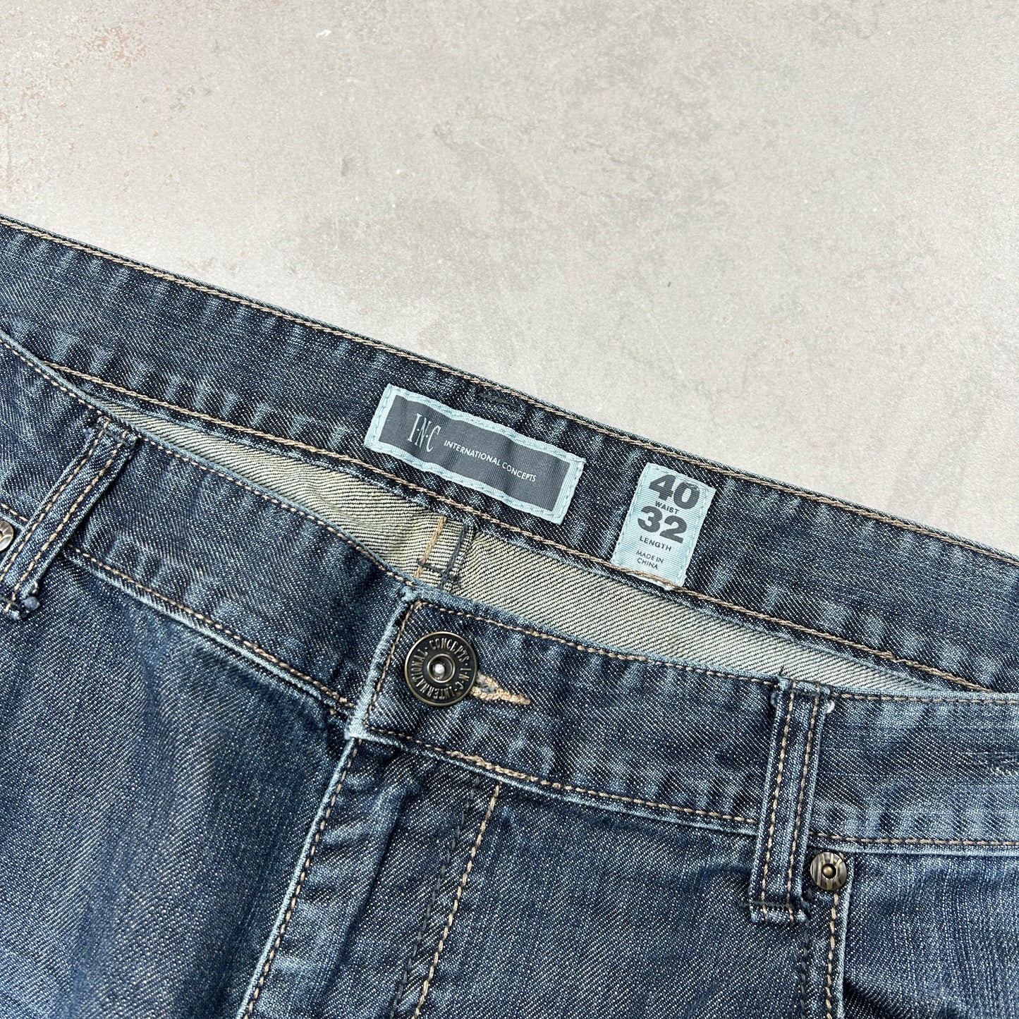Vintage Embroidered Hip Hop Straight Blue Jeans - 42