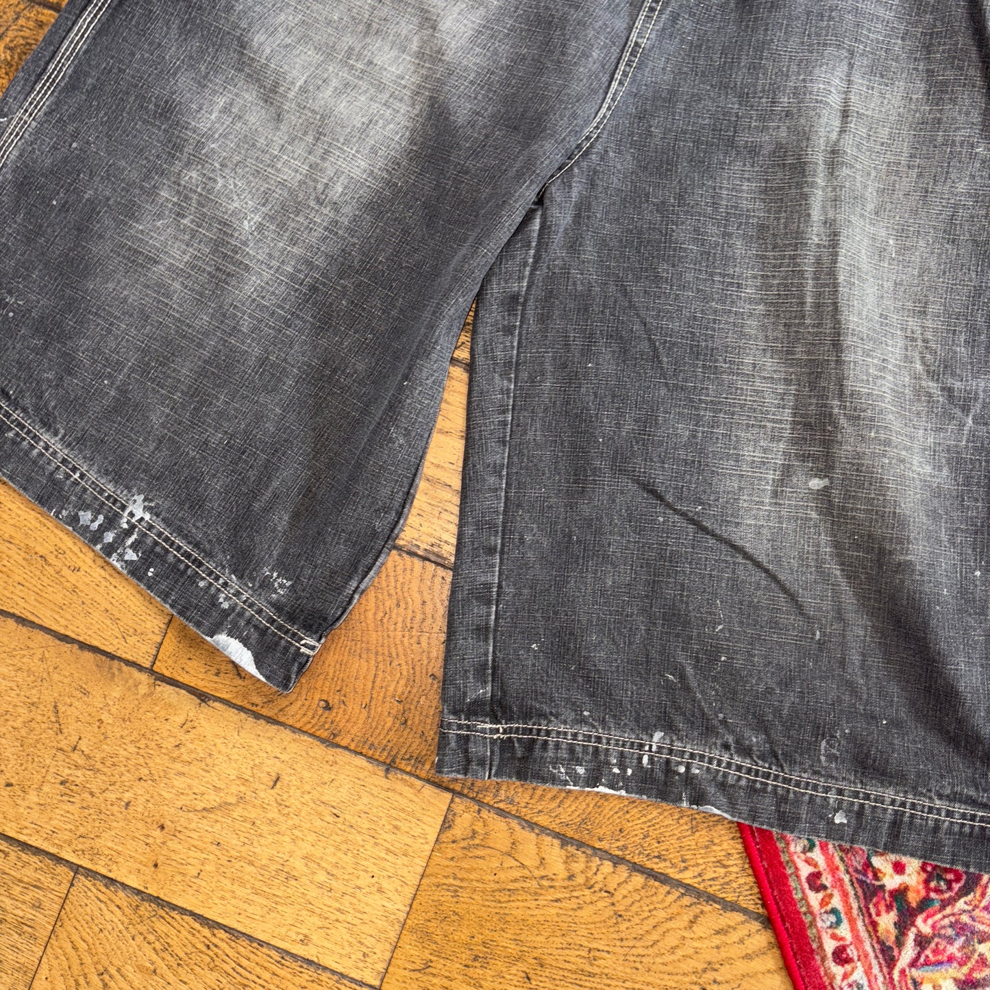 Vintage PJ Mark Black Embroidered Y2K Hip Hop Baggy Jeans Shorts Jorts - 42