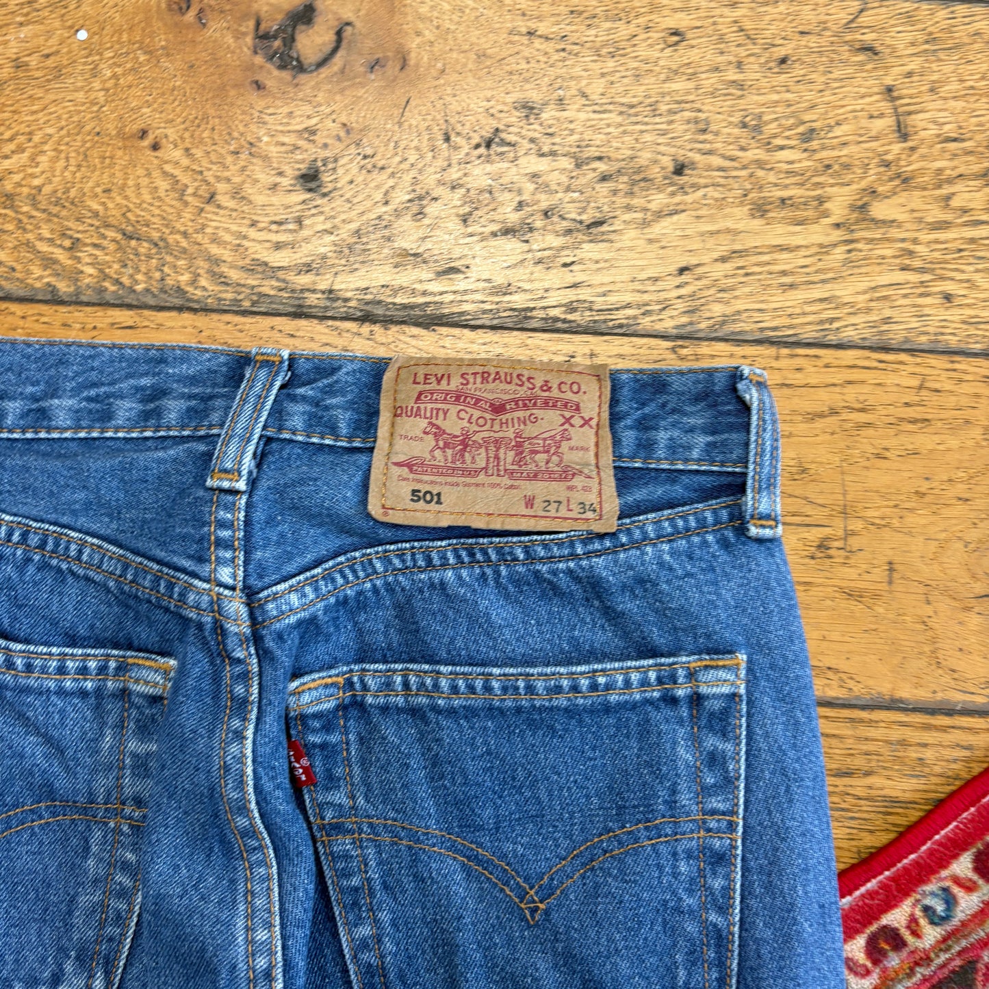 Vintage Levis 501 Straight Blue Denim Jeans - 27L