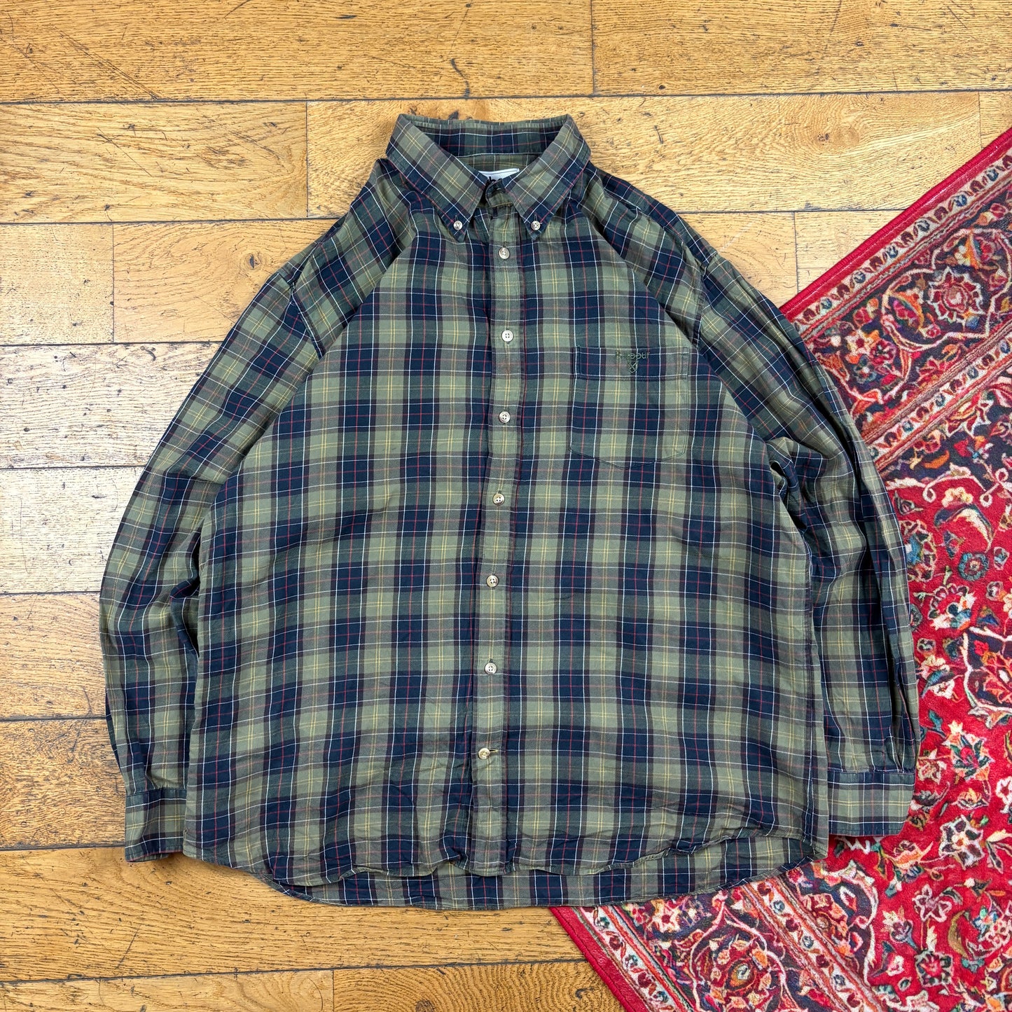 Vintage Barbour Green Check Embroidered Shirt - XXL