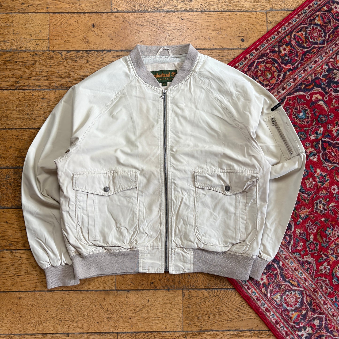 Vintage Timberland Cream Bomber Jacket - XL