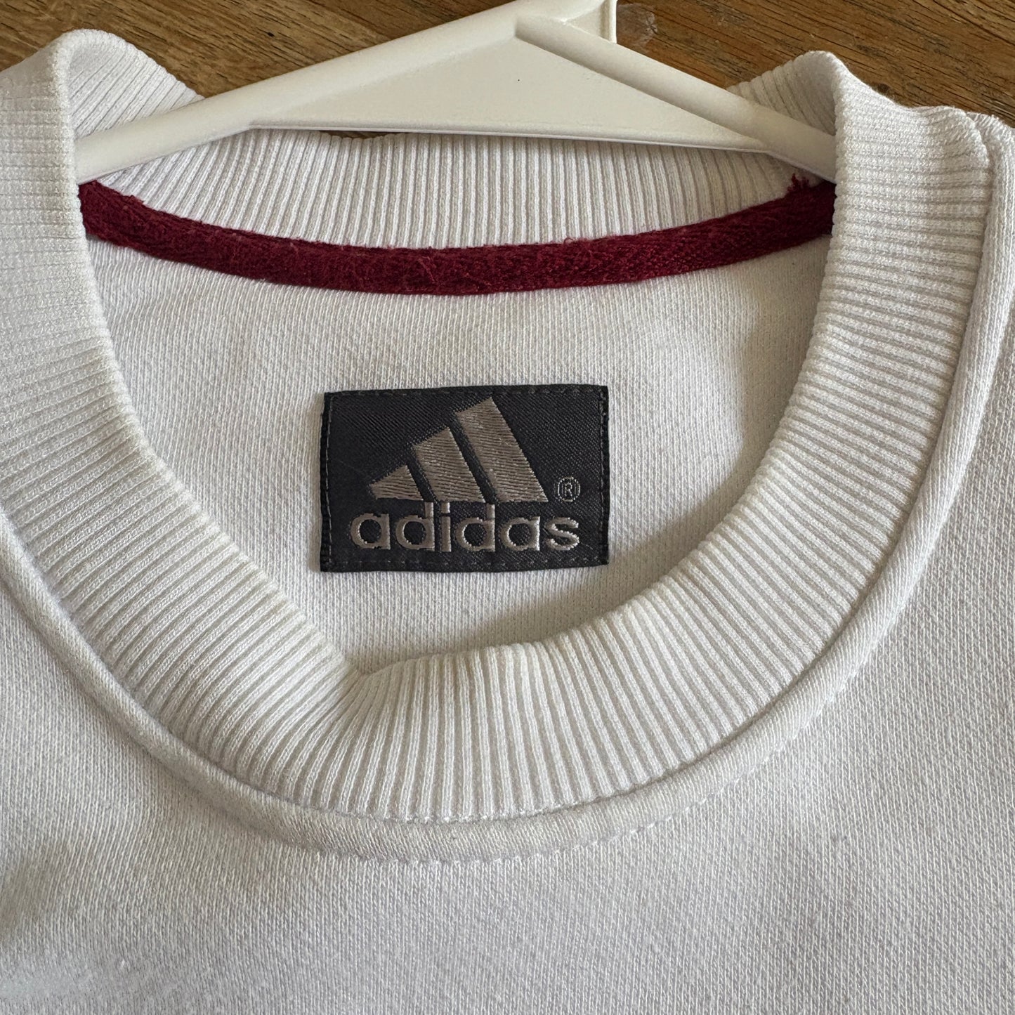 Vintage Adidas White Embroidered Sweatshirt - S