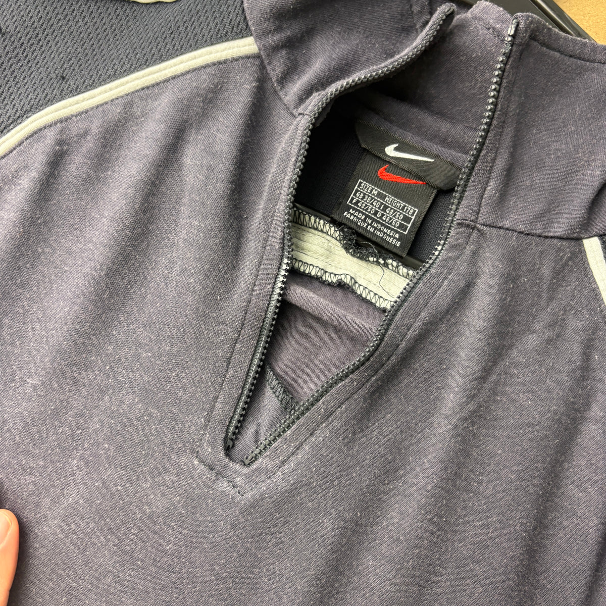 Nike 90s Basketball Black Embroidered Zip Polo T Shirt - M