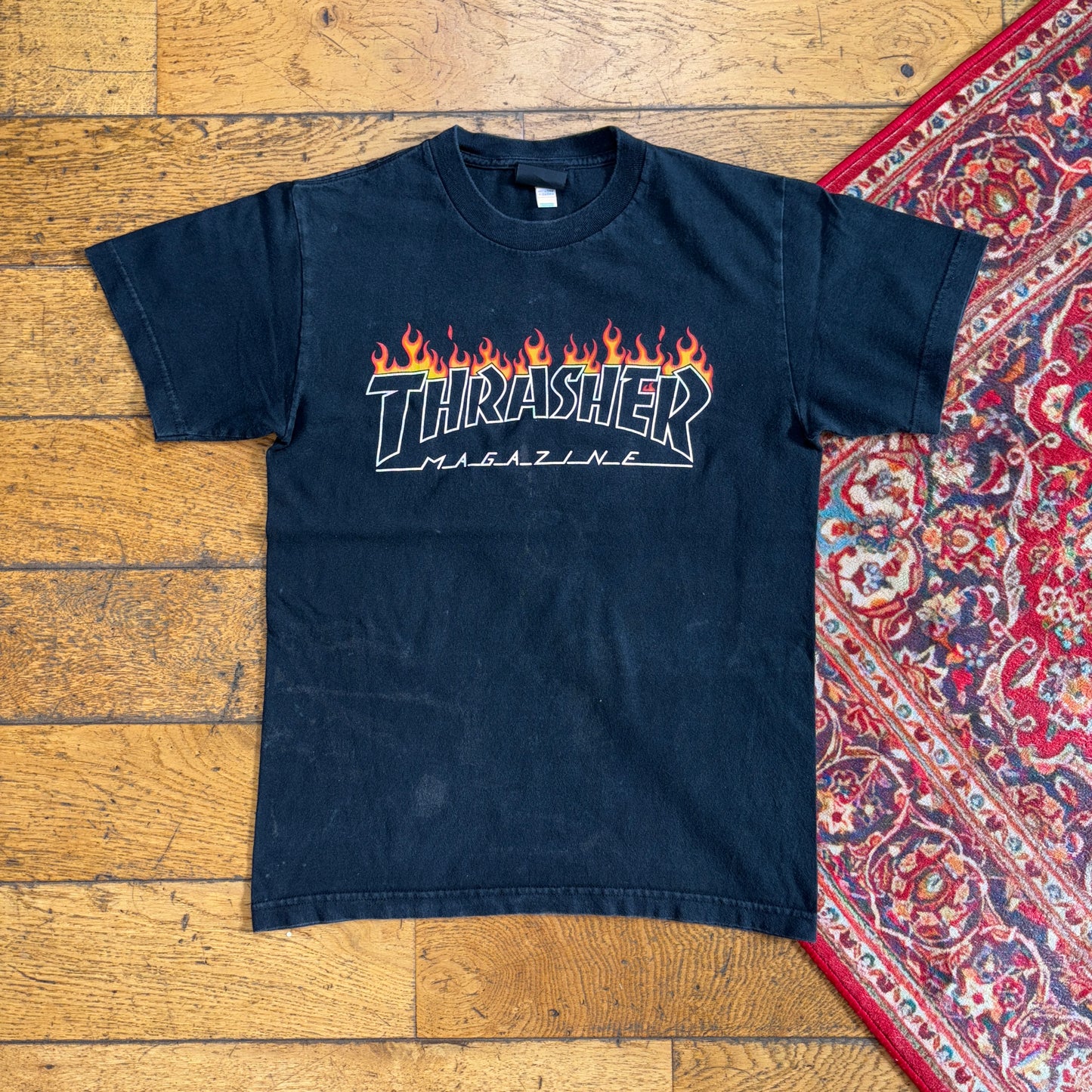 Vintage Thrasher Black Flames Skate Womens Graphic T-Shirt - XS