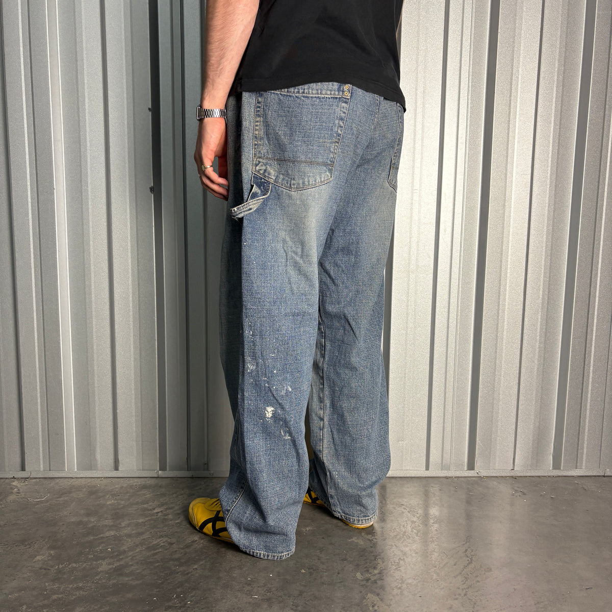 Jay Jays Blue Carpenter Embroidered Hip Hop Y2K Baggy Jeans - 38L