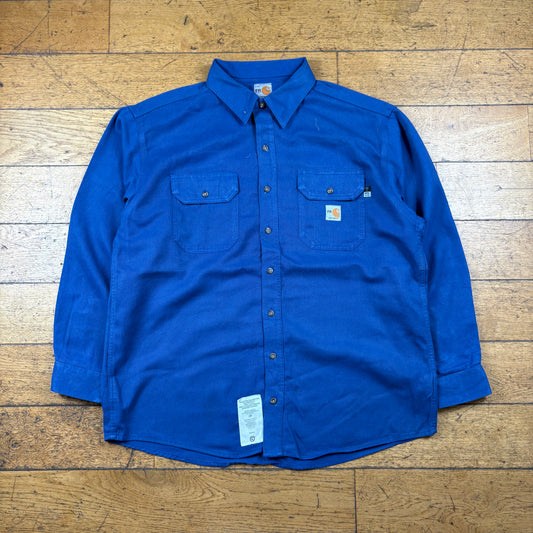 Vintage Carhartt Workwear Chore Overshirt Blue Shirt - XL