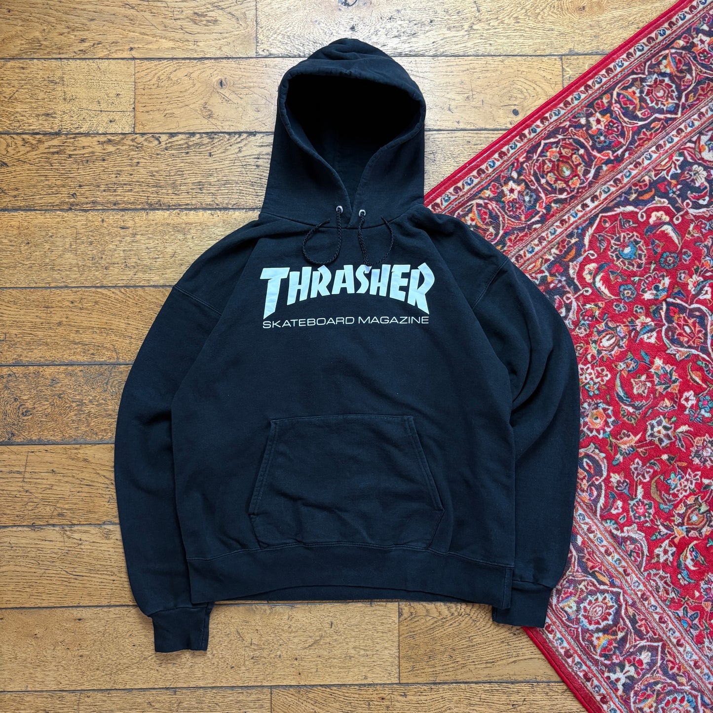 Vintage Thrasher Black Skate Hoodie Sweatshirt - M