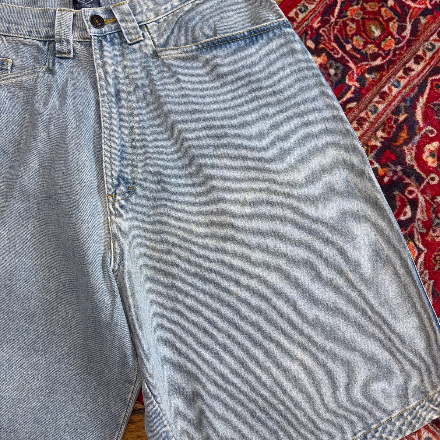 Vintage Embroidered Y2K Hip Hop Baggy Blue Shorts Jorts - 32