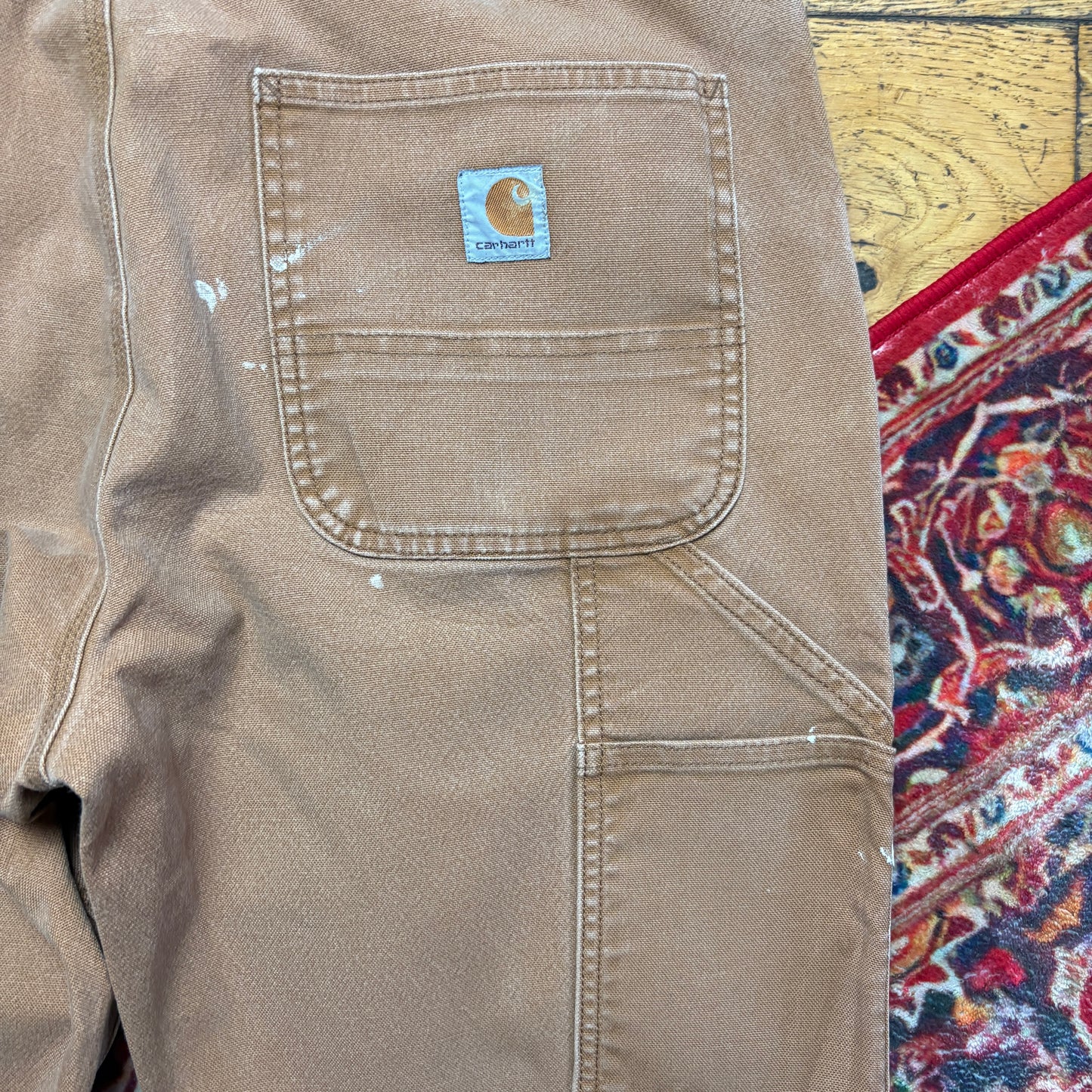 Vintage Carhartt Workwear Carpenter Brown Baggy Trousers - 35R