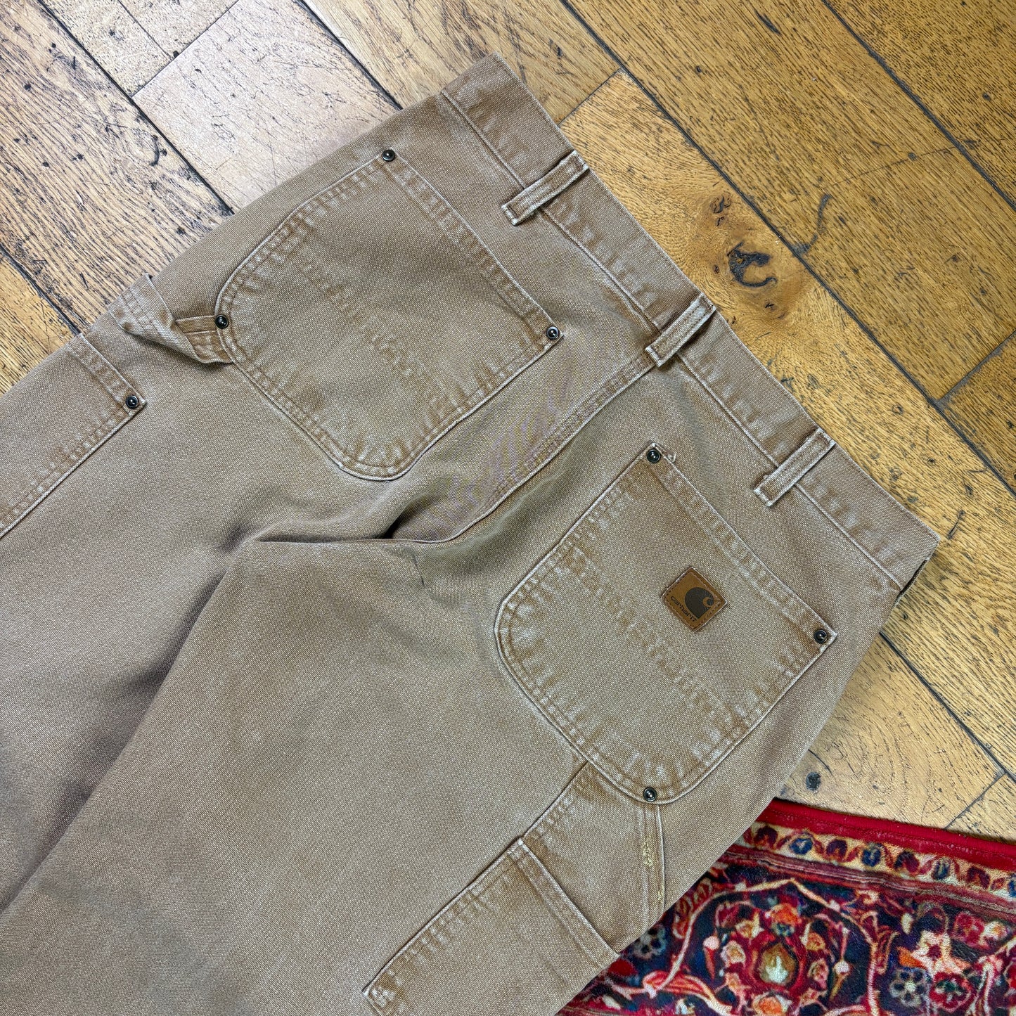 Vintage Carhartt Brown Double Knee Workwear Carpenter Baggy Trousers - 33