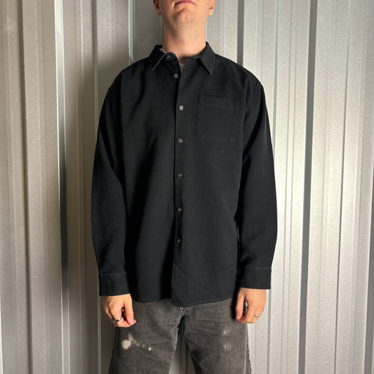 Vintage Quiksilver Black Corduroy Button Down Long Sleeve Surfwear Shirt - L