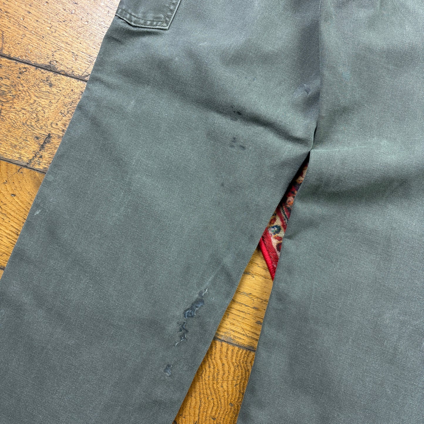 Vintage Carhartt Green Khaki Workwear Carpenter Baggy Trousers - 34
