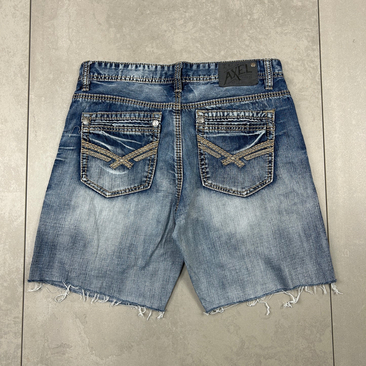 Vintage Axel Embroidered Hip Hop Baggy Shorts Blue Jorts - 32