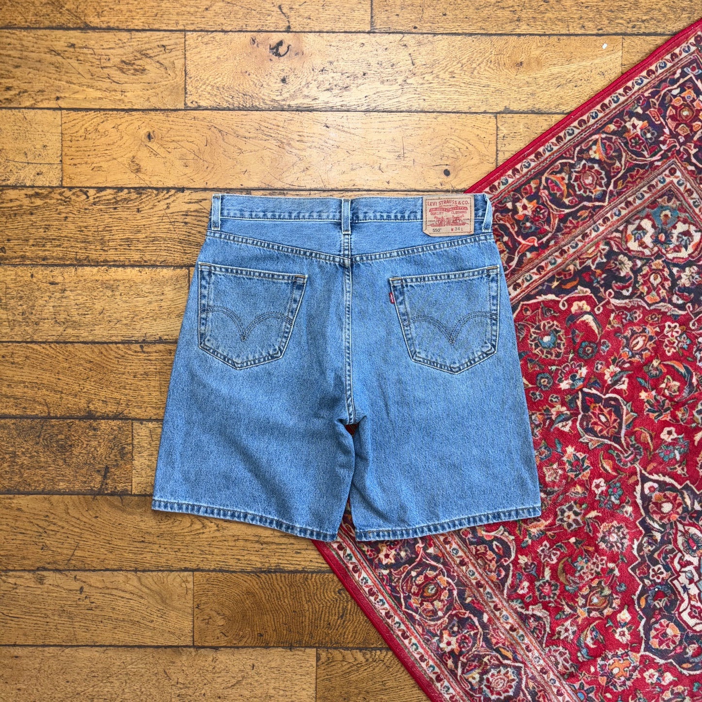 Vintage Levis 550 Baggy Blue Denim Shorts - 34