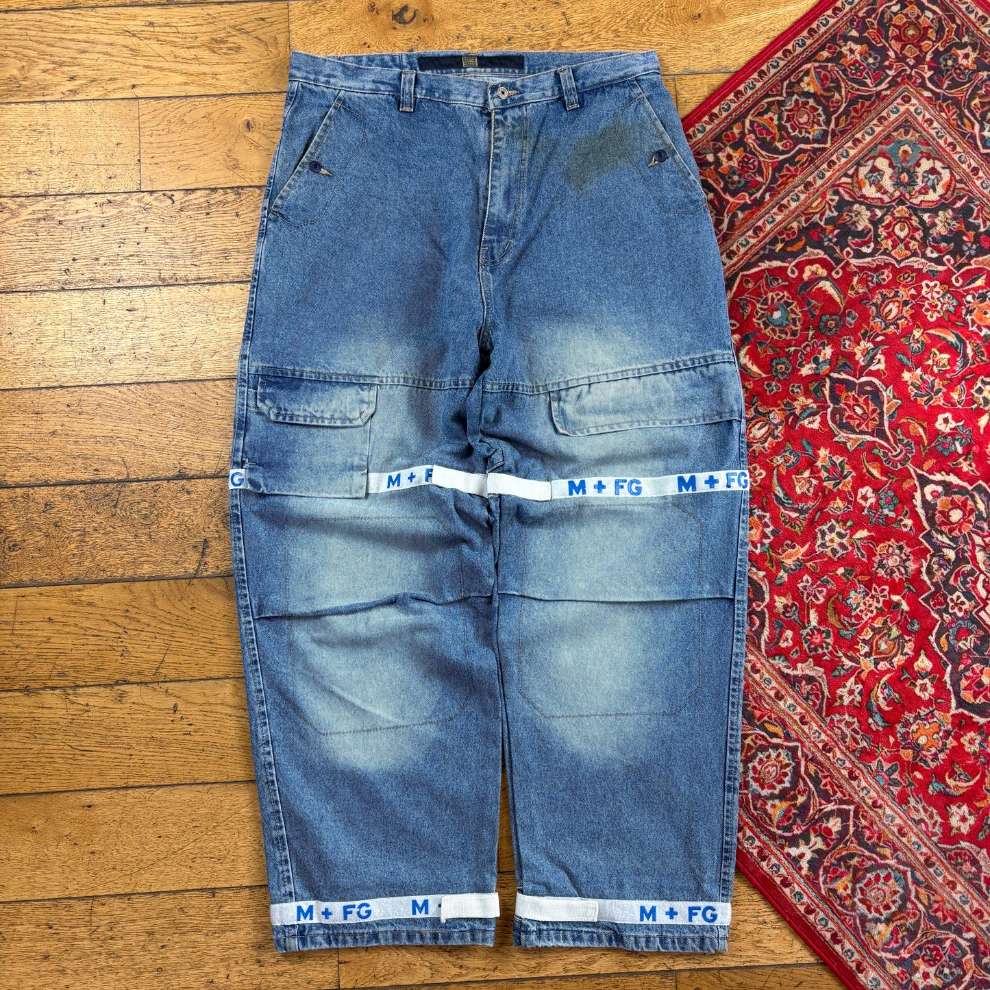 Vintage Marithe Francois Girbaud Blue Embroidered Y2K Hip Hop Baggy Jeans - 38