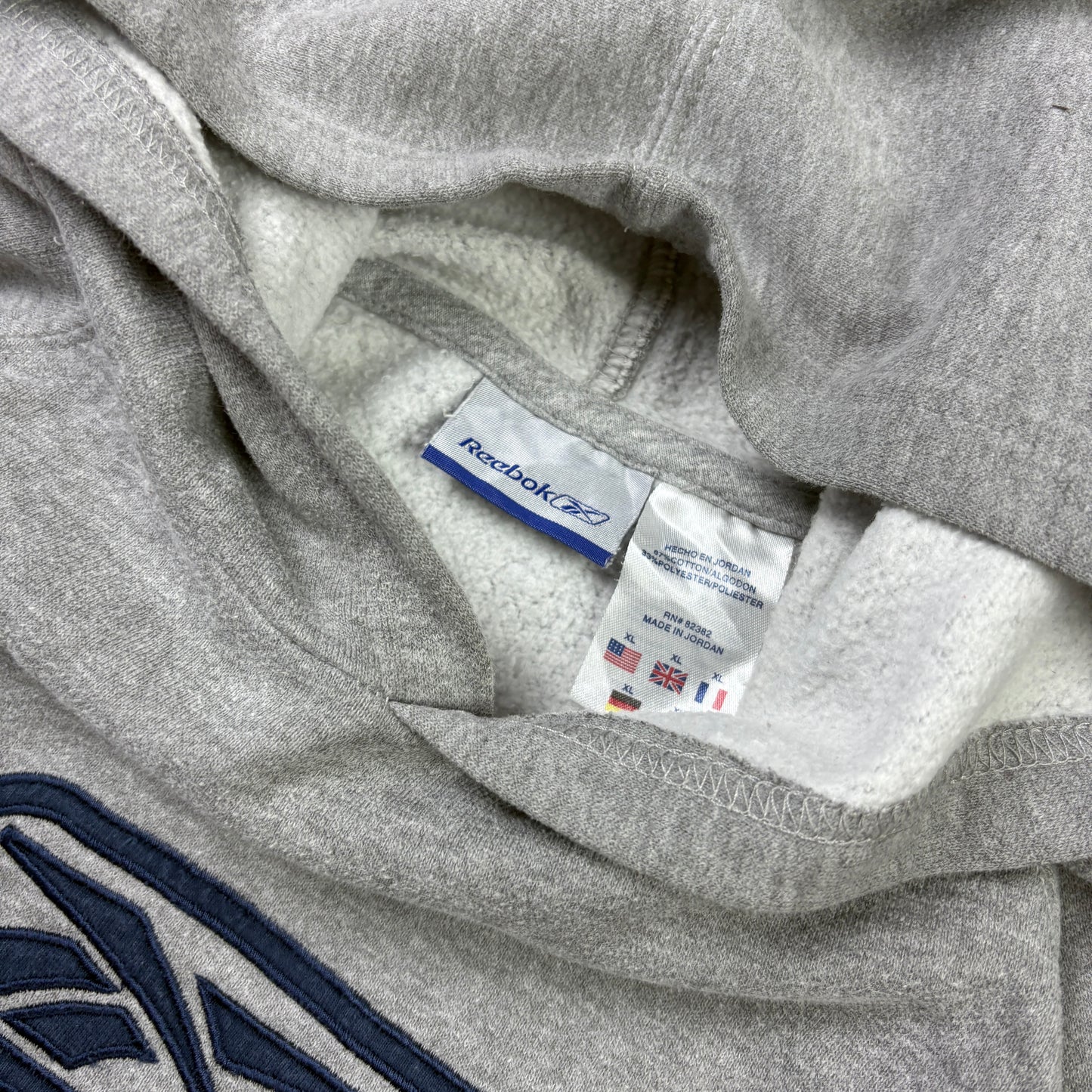 Vintage Reebok Grey Hoodie Embroidered Sweatshirt - S