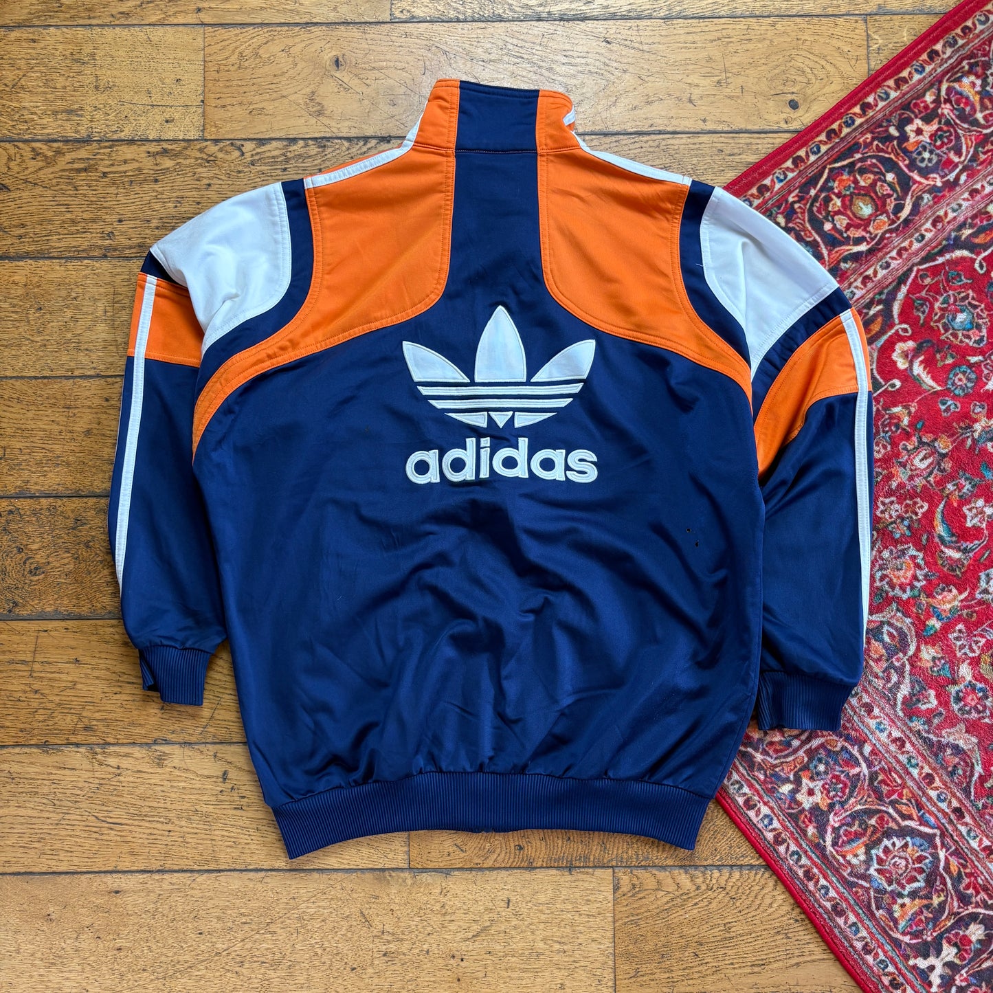 Vintage Adidas Embroidered Navy Orange Tracksuit Track Jacket - L