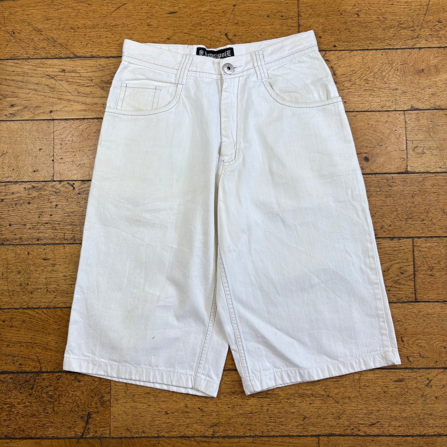 Vintage Southpole Embroidered White Hip Hop Baggy Shorts Jorts - 32