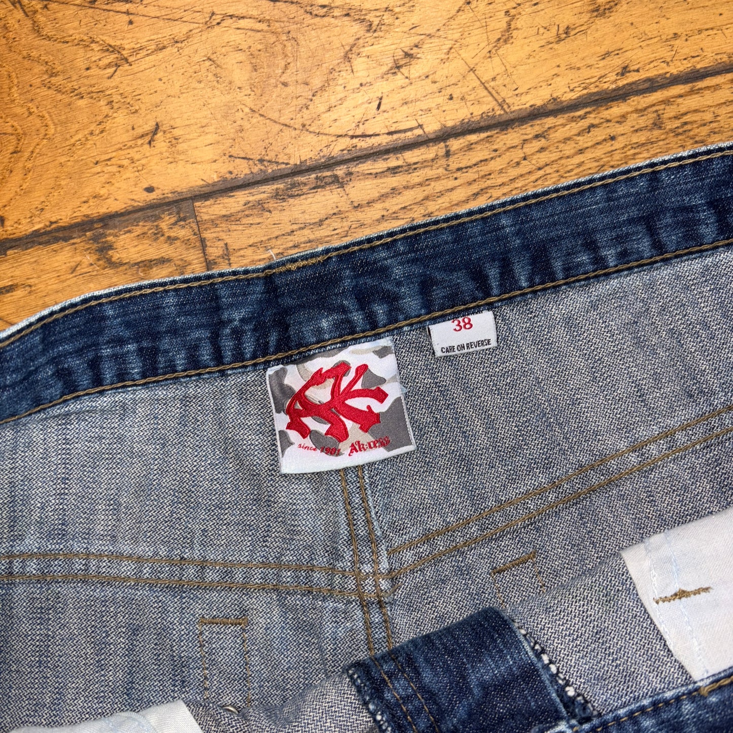 Vintage Akcess Blue Embroidered Y2K Hip Hop Baggy Jeans Shorts Jorts - 38