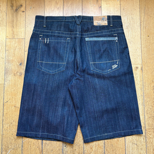 Vintage Embroidered Hip Hop Baggy Blue Shorts Jorts - 44