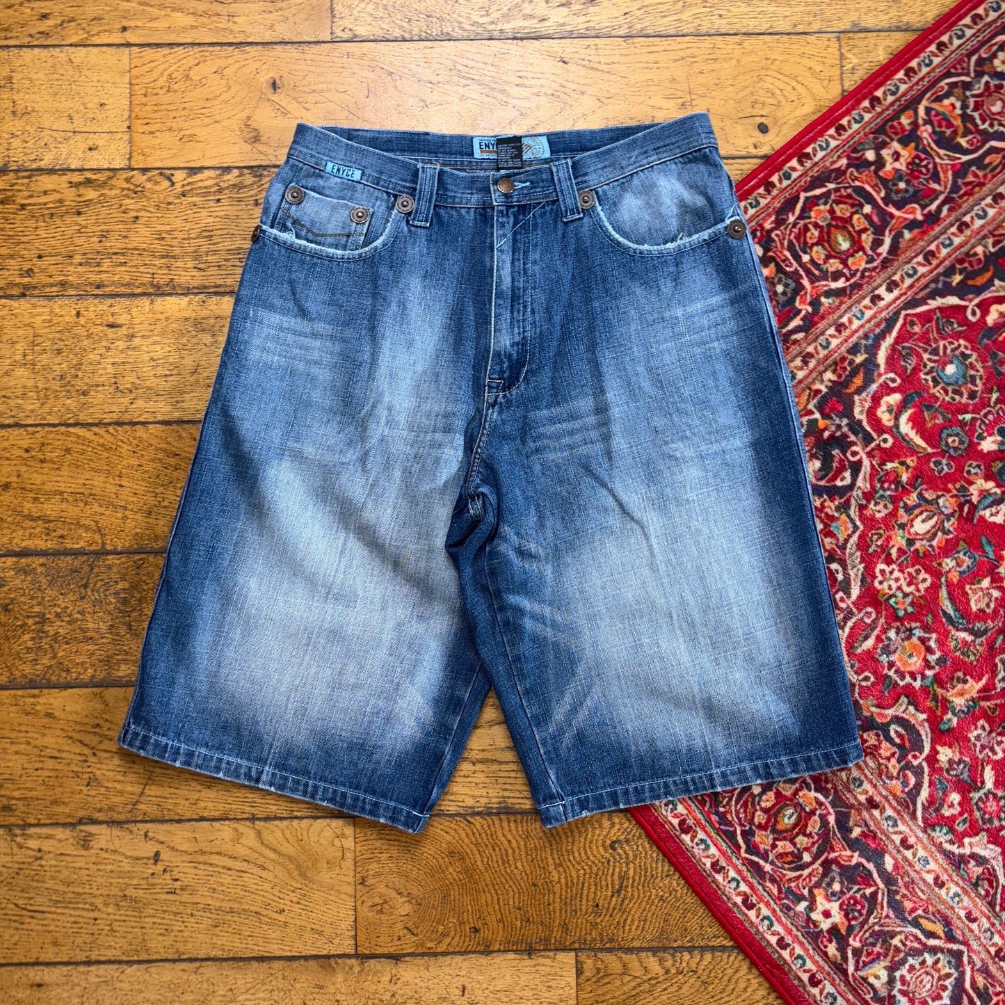 Vintage Enyce Embroidered Blue Hip Hop Baggy Shorts Jorts - 34