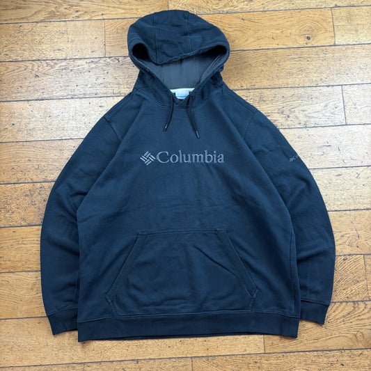 Vintage Columbia Black Embroidered Hoodie Sweatshirt - XL