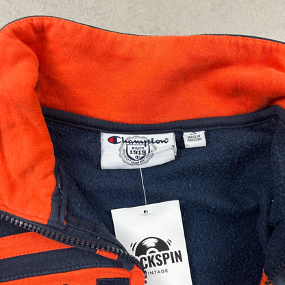 Vintage Champion Embroidered Navy Orange Zip Sweatshirt - M